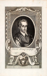1721 Copper Engraving Portrait Henry I Prince Joinville Duke Guise Count Eu EUM3