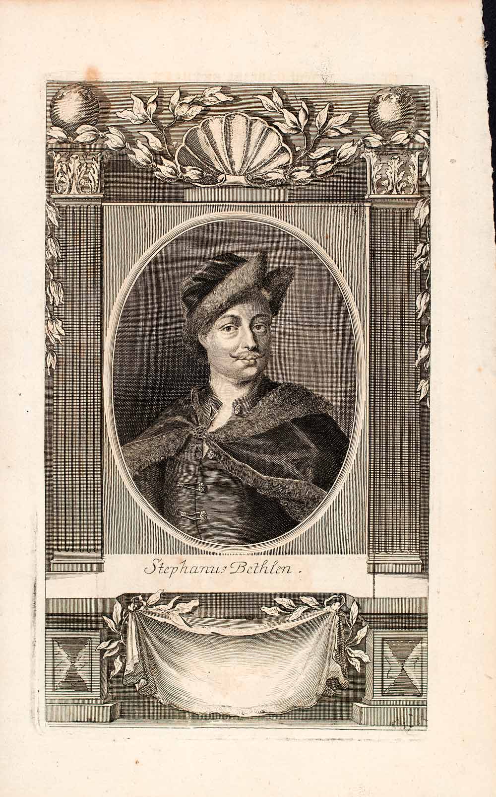 1721 Copper Engraving Portrait Stephen XII Bathory Royal Judge Count EUM3