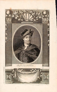 1721 Copper Engraving Portrait Stephen XII Bathory Royal Judge Count EUM3