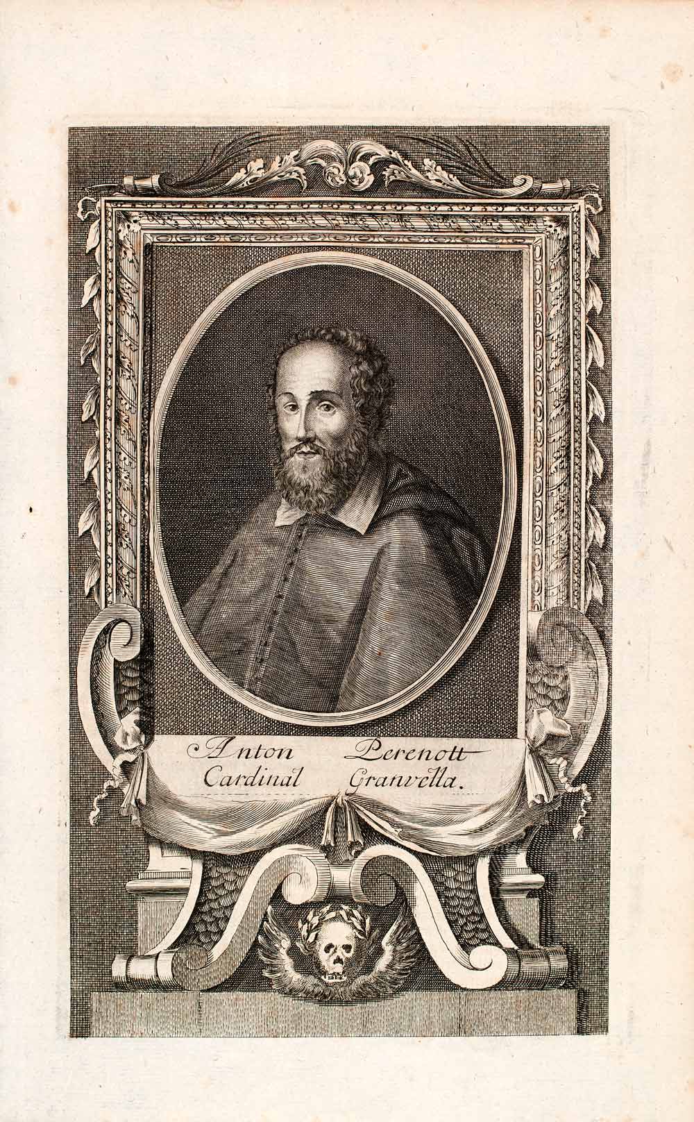 1721 Copper Engraving Portrait Antonius Perenottus Cardianl Counter EUM3
