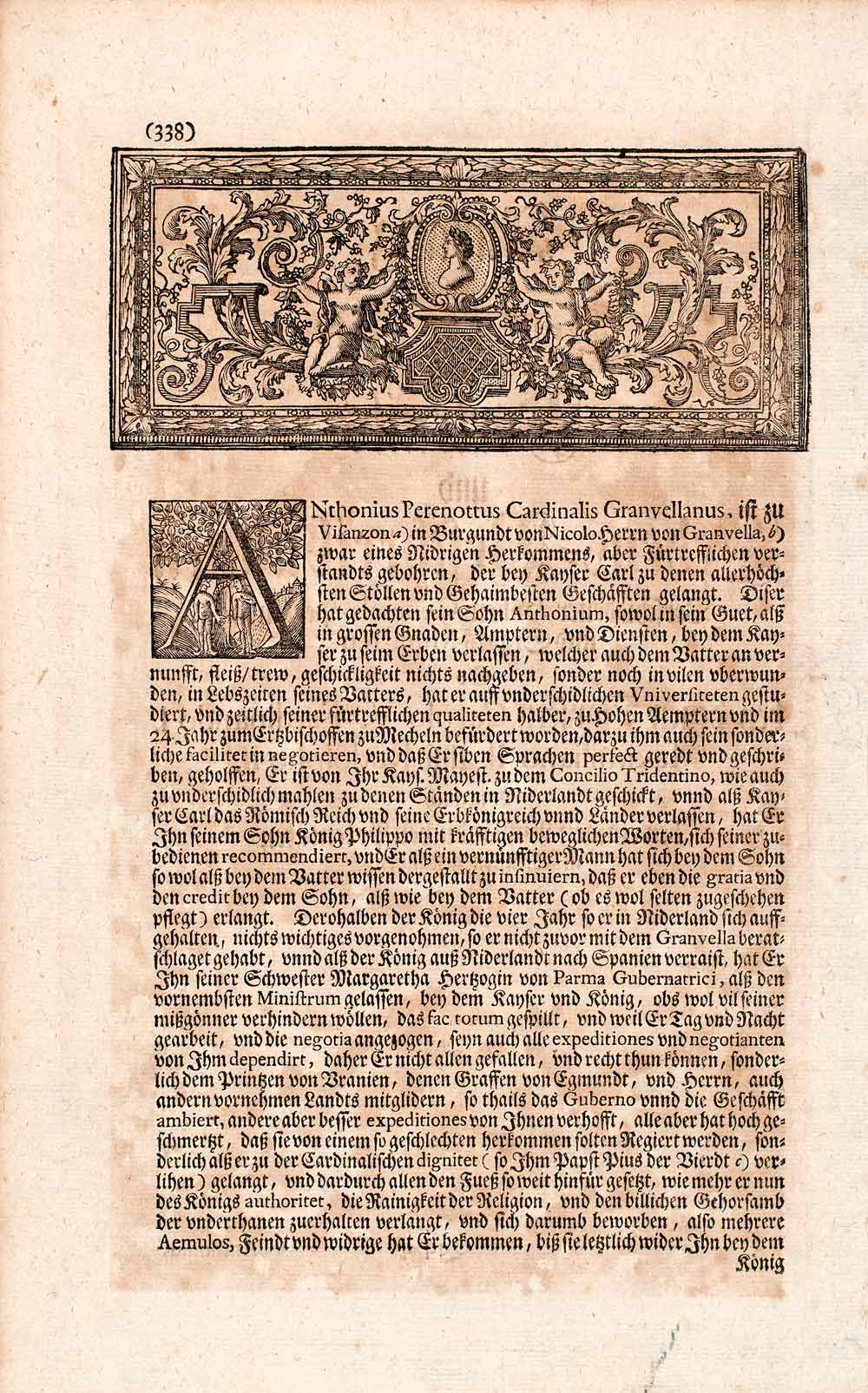 1721 Copper Engraving Portrait Antonius Perenottus Cardianl Counter EUM3