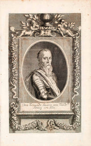 1721 Copper Engraving Portrait Don Fernando Alvarez Toledo Pimentel Duke EUM3