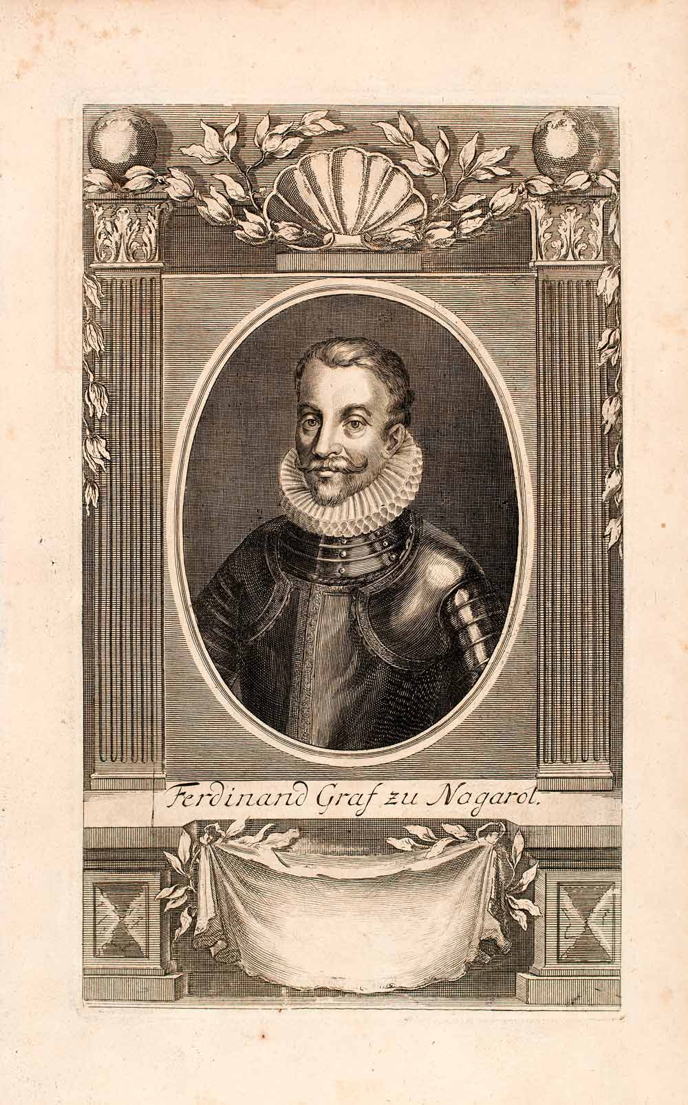 1721 Copper Engraving Portrait Ferdinand Count Nogaro France Holy Roman EUM3