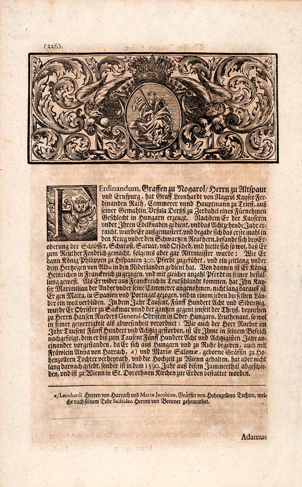 1721 Copper Engraving Portrait Ferdinand Count Nogaro France Holy Roman EUM3