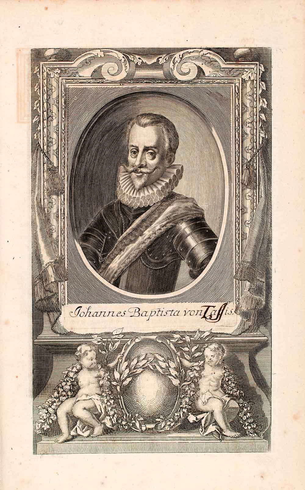 1721 Copper Engraving Portrait Johannes Baptista Taxis Thurn Baron Royal EUM3