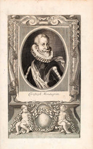 1721 Copper Engraving Portrait Christopher Mondagron Royal Spanish General EUM3