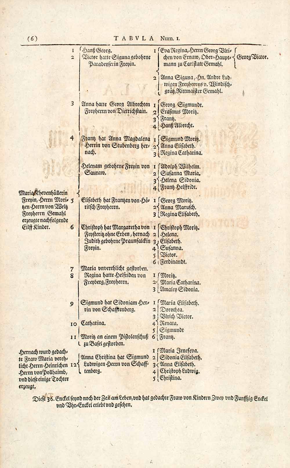 1722 Woodblock Print Genealogy German Maria Khevenhullerin Berrn Mori Von EUM4