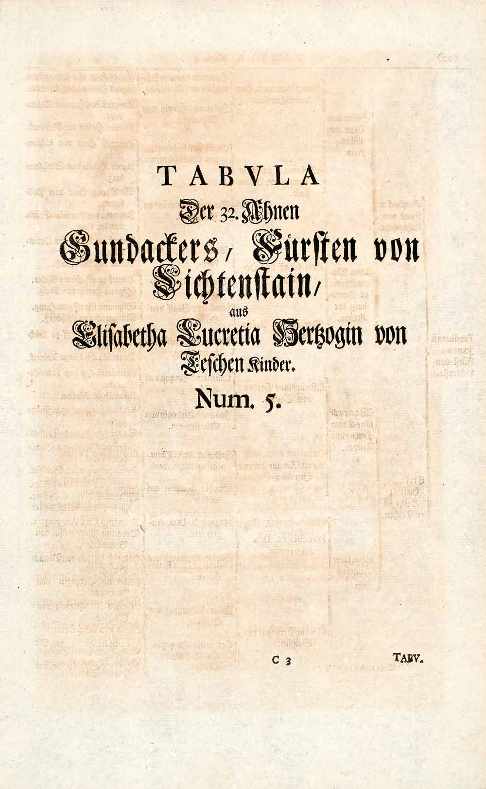 1722 Woodblock Print Lucretia Lichtenstein Elisabeth Genealogy Ferdinand EUM4