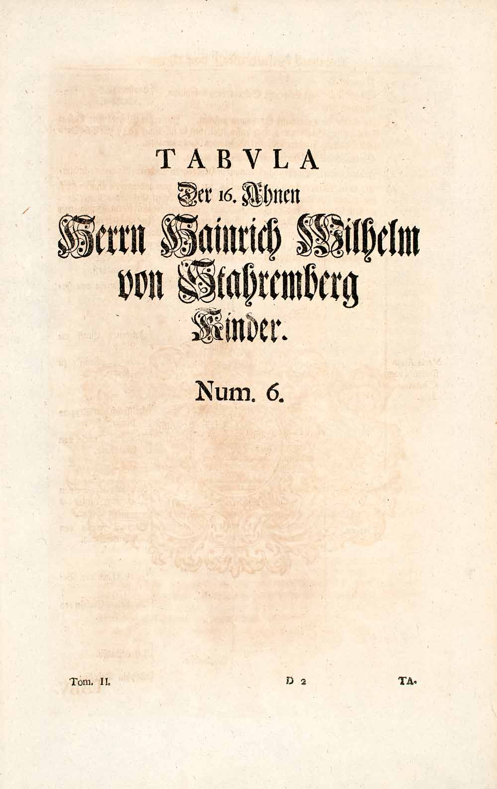 1722 Woodblock Print Genealogy Ancestry Von Stahremberg Maria Fremlein EUM4