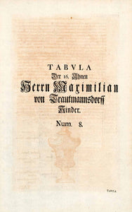 1722 Woodblock Print Genealogy Ancestry Maximillan Trauttmansdorff Austria EUM4