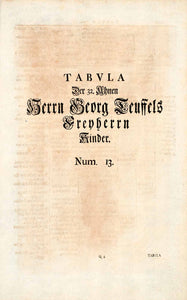 1722 Woodblock Print Genealogy Ancestry Teussels Frenherr Anna Susanna EUM4