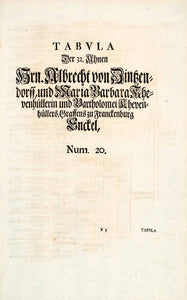 1722 Woodblock Print Genealogy Ancestry Albrecht Von Zinzendorf EUM4