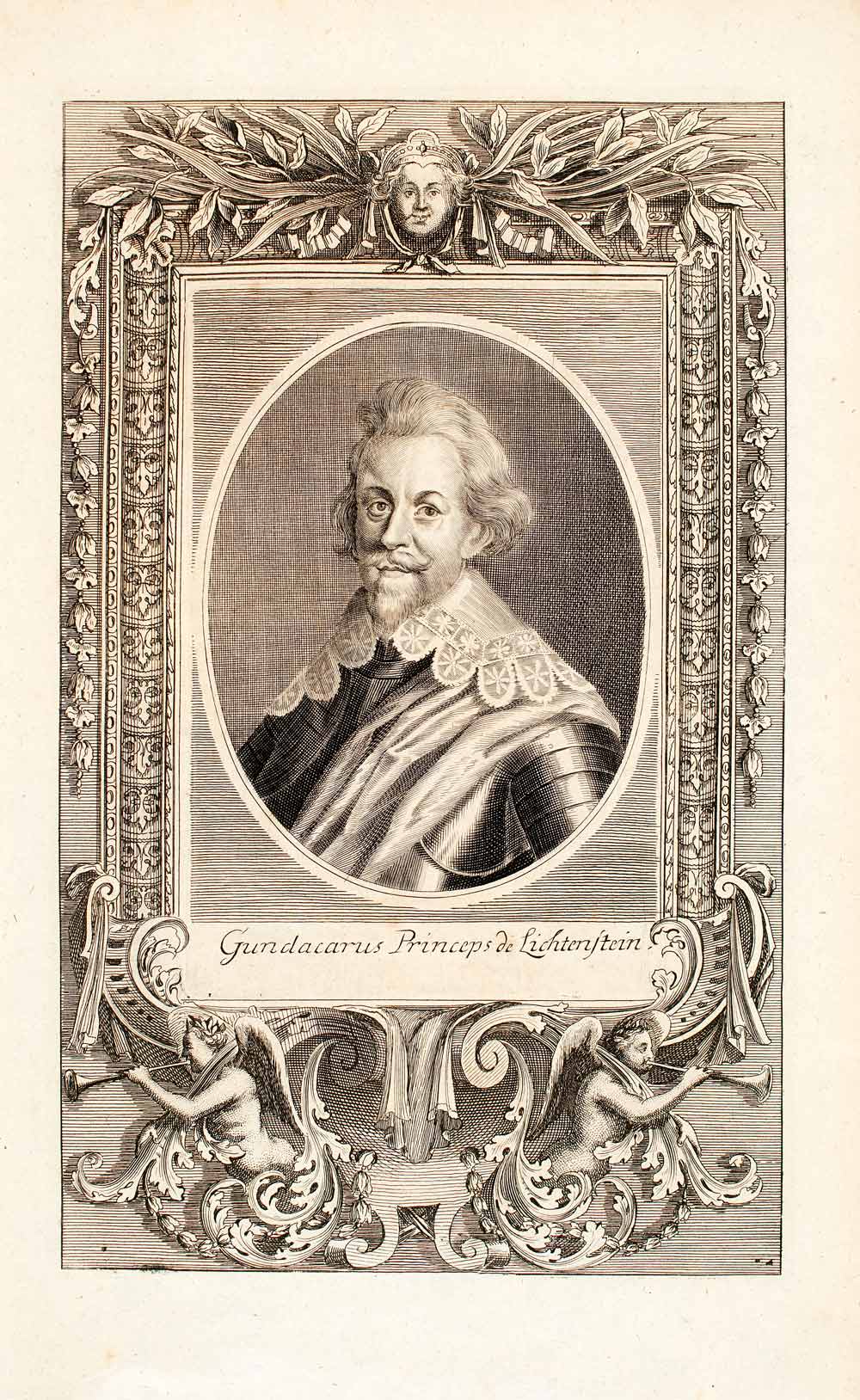 1722 Copper Engraving Gundacarus Princeps De Lichtenstein Holy Roman Empire EUM4