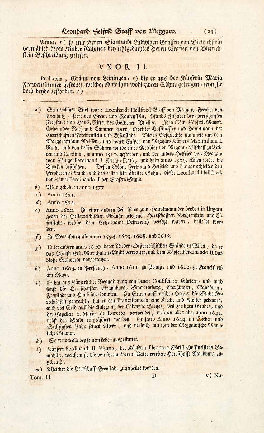 1722 Copper Engraving Leinhardt Hellsridt Graf von Meggaw European Nobility EUM4