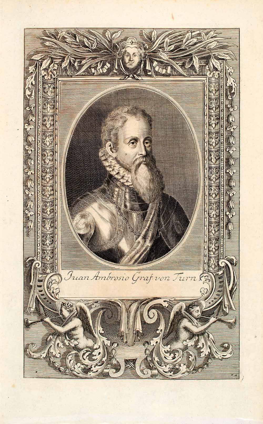 1722 Copper Engraving European Count Juan Ambrosio Graf Von Turn Portrait EUM4