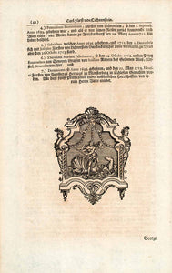 1722 Copper Engraving Karl I Prince of Liechtenstein Duchy Troppau Austria EUM4