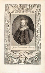 1722 Copper Engraving Georg Sigmund Von Lamberg Habsburg Empire Portrait EUM4