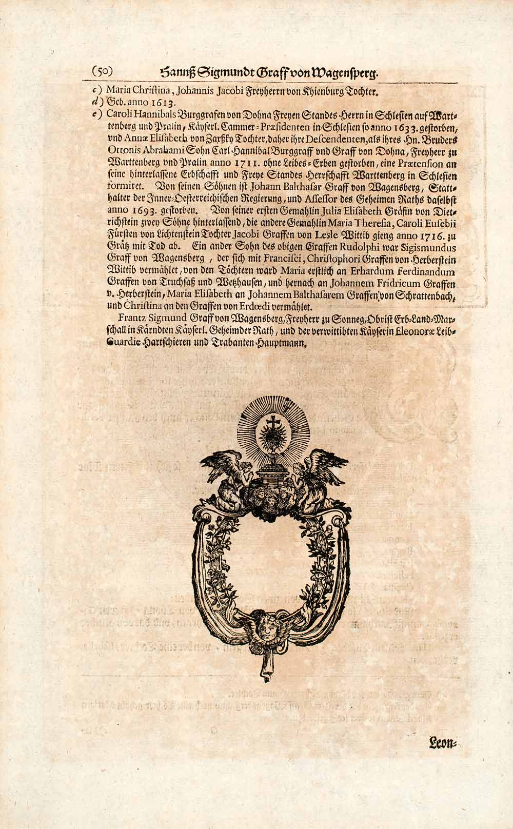1722 Copper Engraving Count Hanns Sigmund Graf von Wagensperg Portrait EUM4