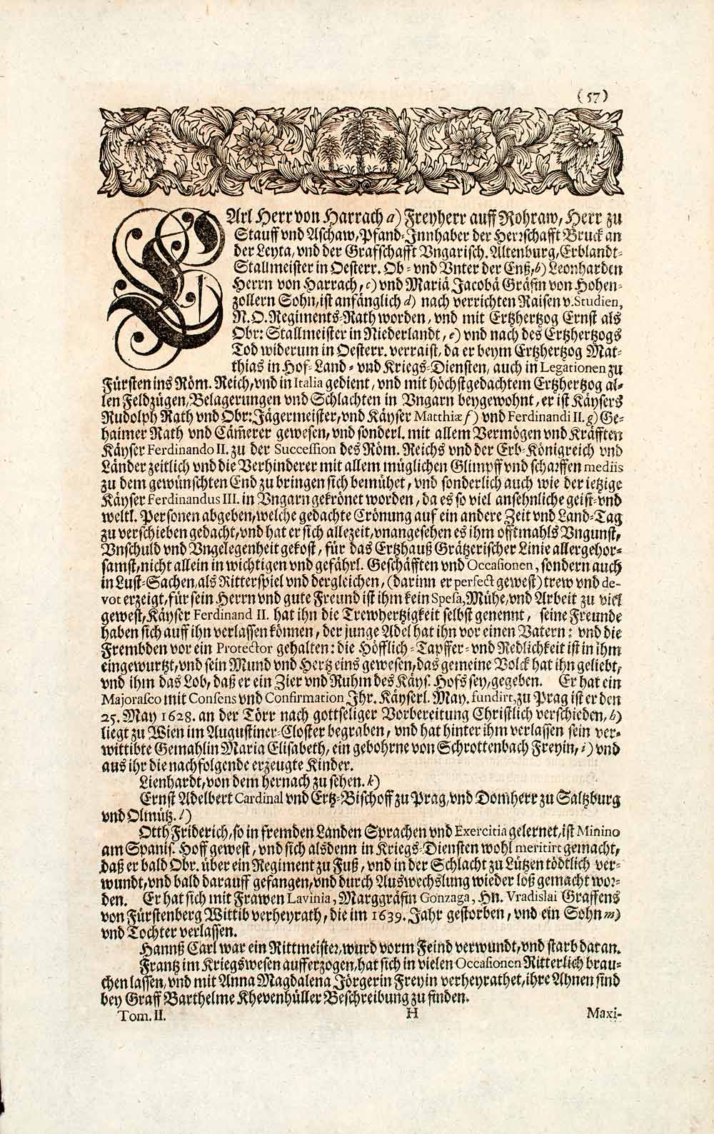 1722 Copper Engraving Count Carl Graf Von Harrach Portrait Habsburg Empire EUM4