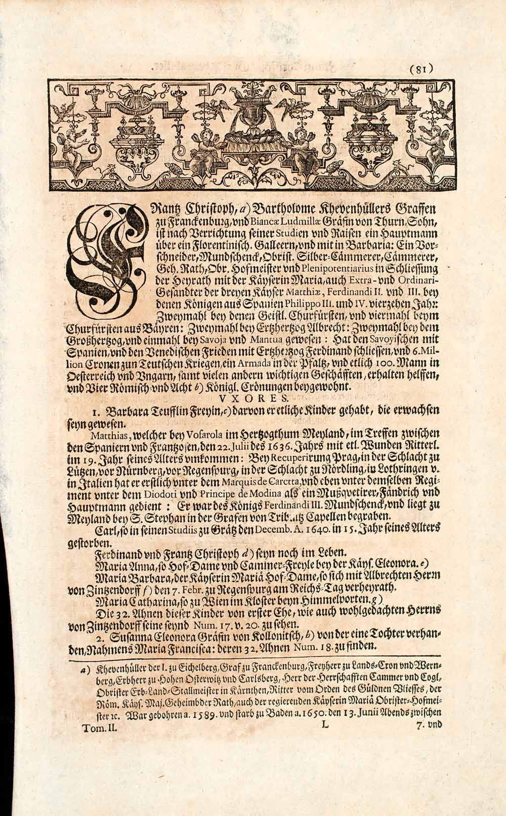 1722 Copper Engraving Frantz Christoph Khevenhiller Franz Khevenhuller EUM4