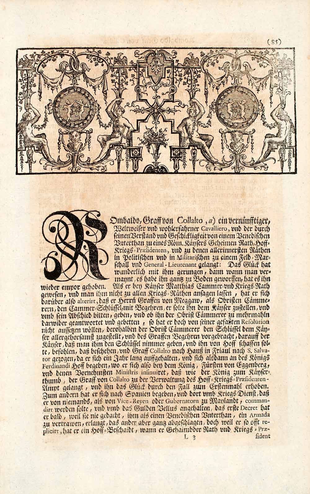 1722 Copper Engraving Rombaldo XIII Graf Von Collato Collalto Imperial EUM4