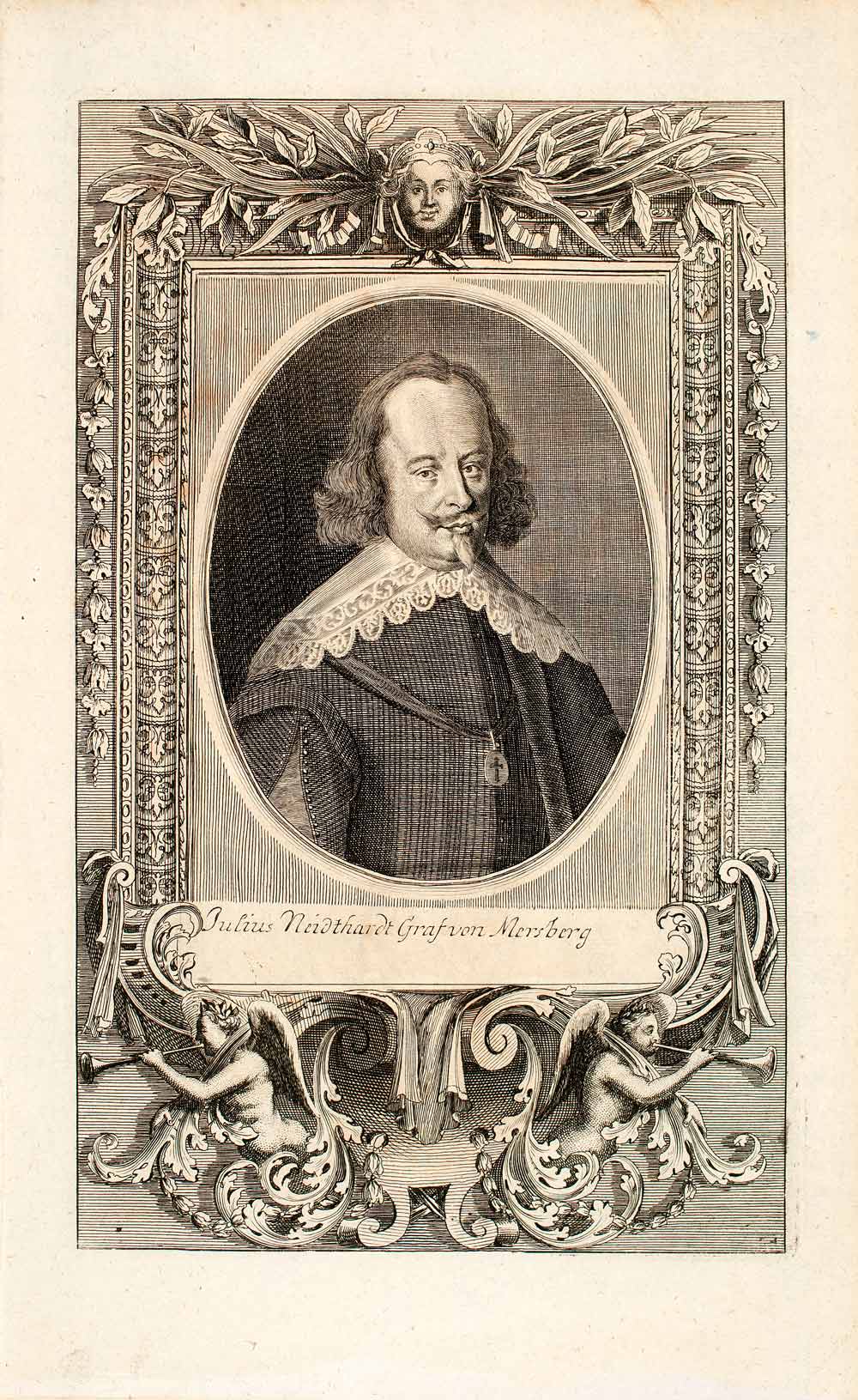 1722 Copper Engraving Count Julius Neidthardt Graf Von Mersberg Portrait EUM4