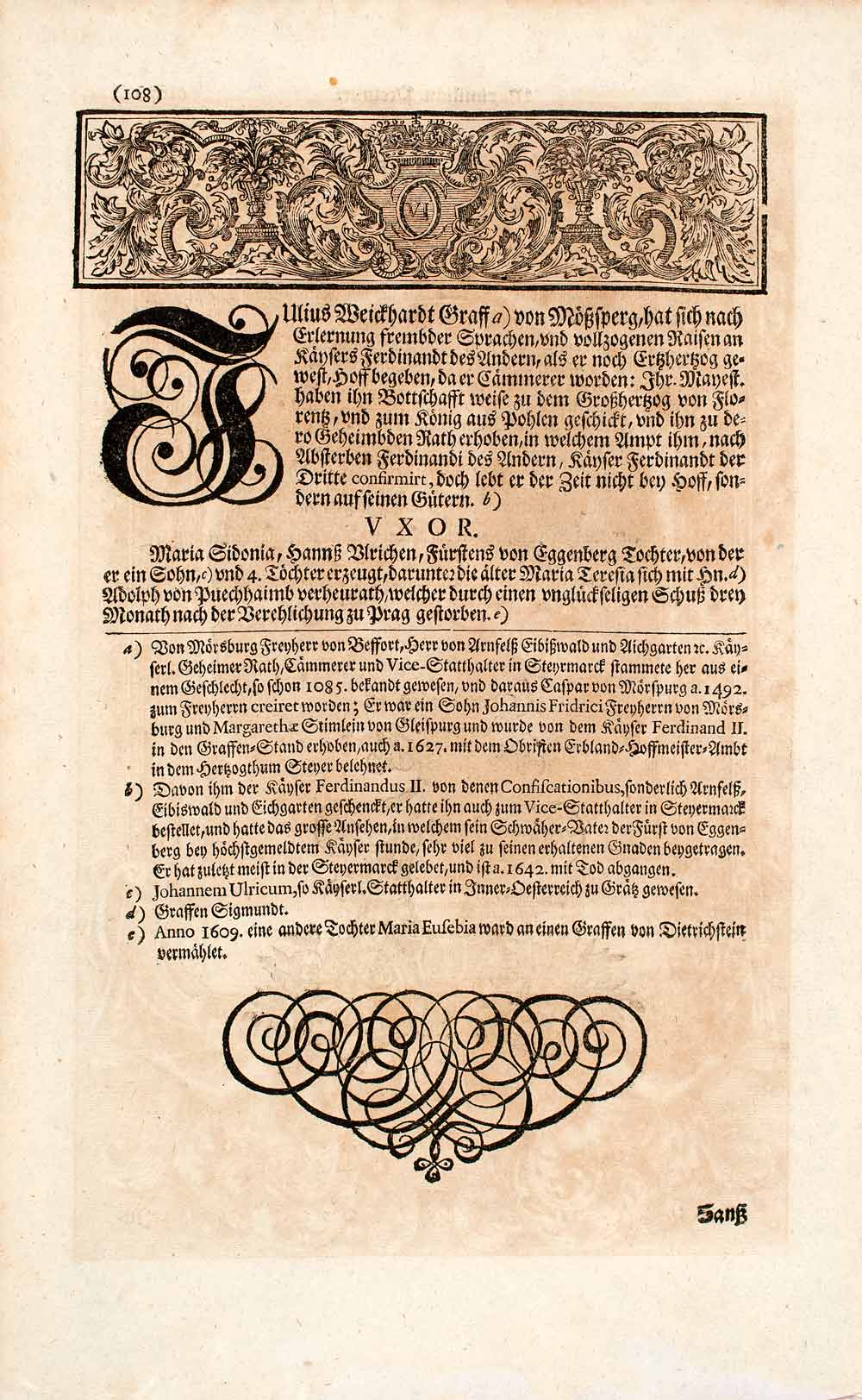 1722 Copper Engraving Count Julius Neidthardt Graf Von Mersberg Portrait EUM4