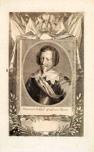 1722 Copper Engraving Count Heinrich Schlick Imperial Field Marshal War EUM4