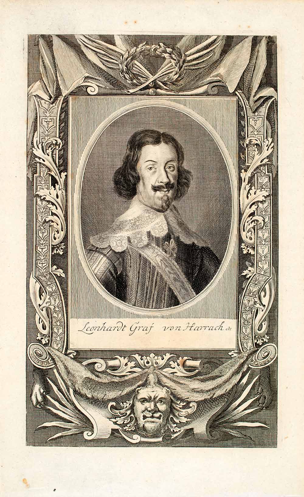 1722 Copper Engraving Imperial Baron Leonhard Von Harrach Habsburg Empire EUM4