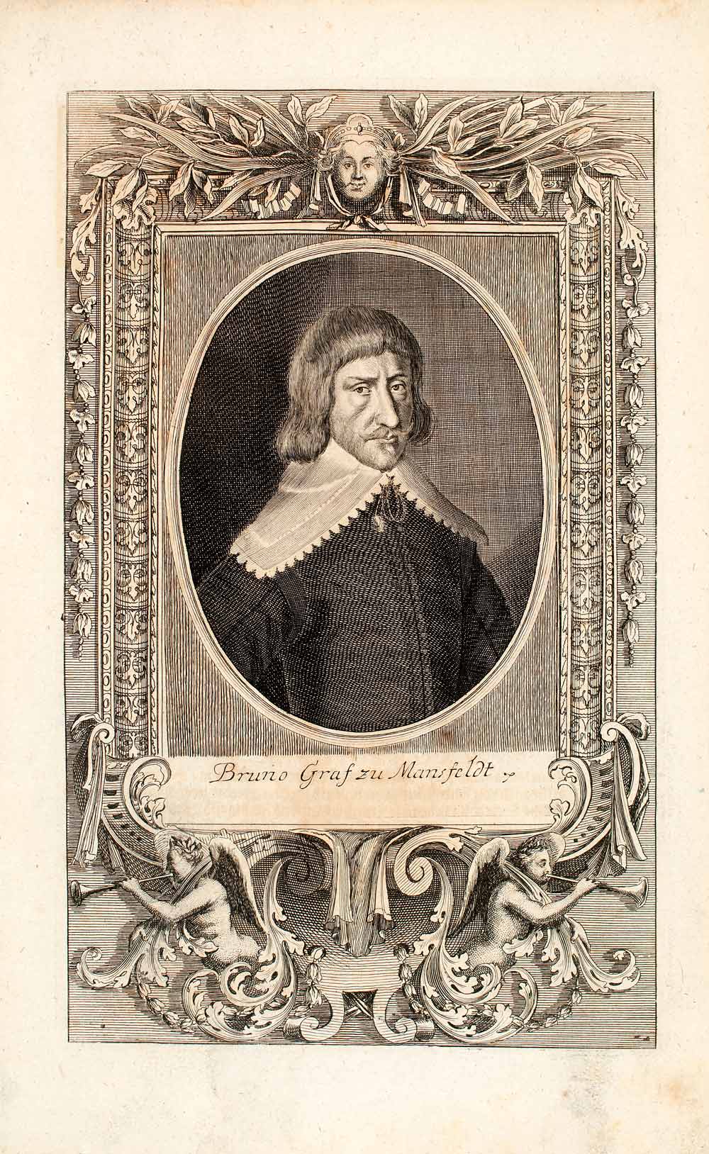 1722 Copper Engraving Portrait Count Bruno Graf Zu Mansfeldt Holy Roman EUM4