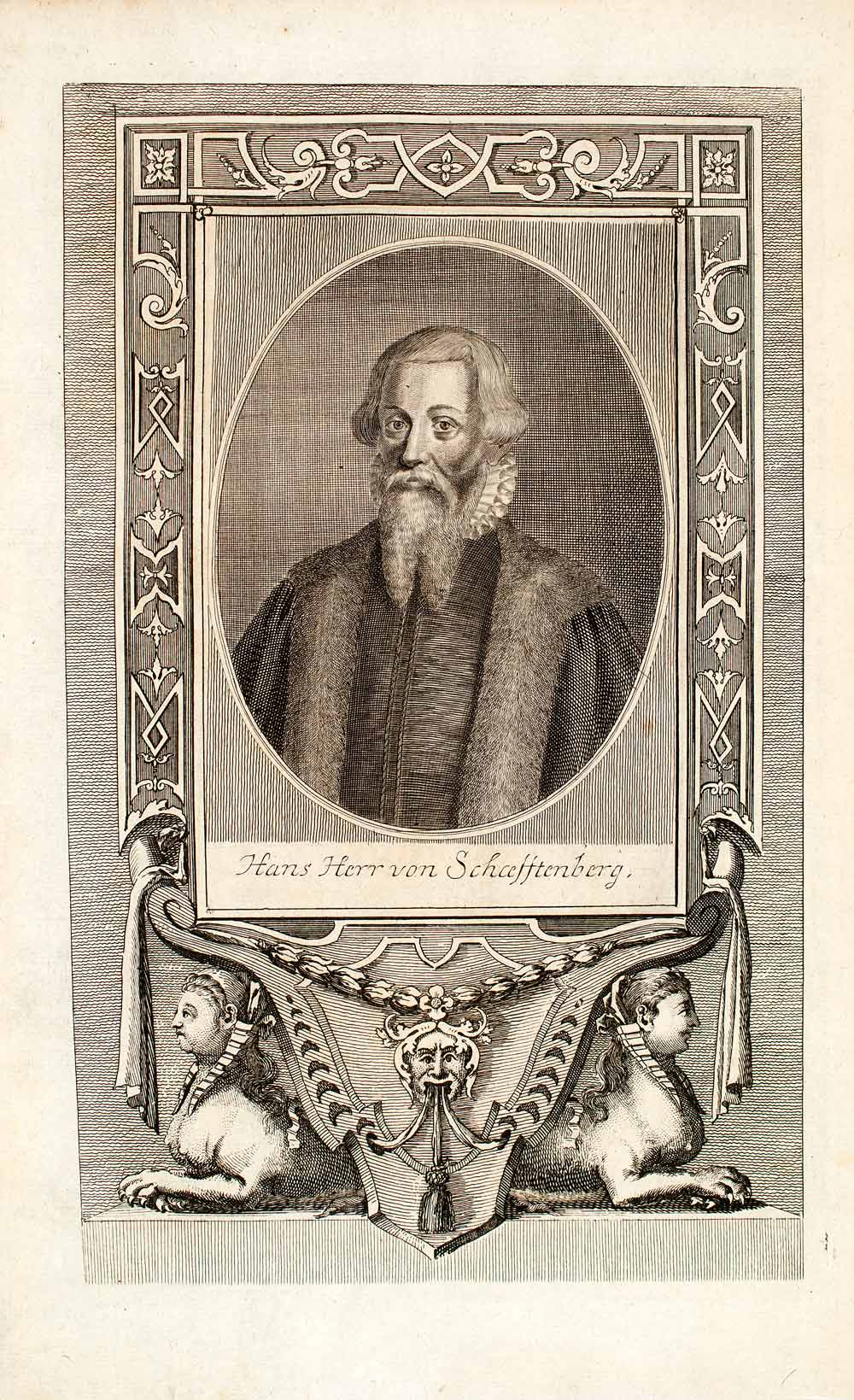 1722 Copper Engraving Portrait Hans Herr Von Schasstenberg Holy Roman EUM4