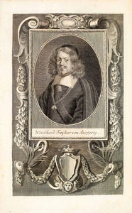 1722 Copper Engraving Portrait Johann Weikhard Auersperg Austrian Prime EUM4