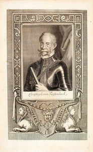1722 Copper Engraving Portrait Christoph Von Teuffenbach Armor Habsburg EUM4