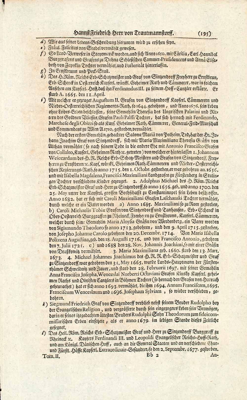 1722 Copper Engraving Portrait Hans Friedrich Herr Zu Trautmansdorff Armor EUM4