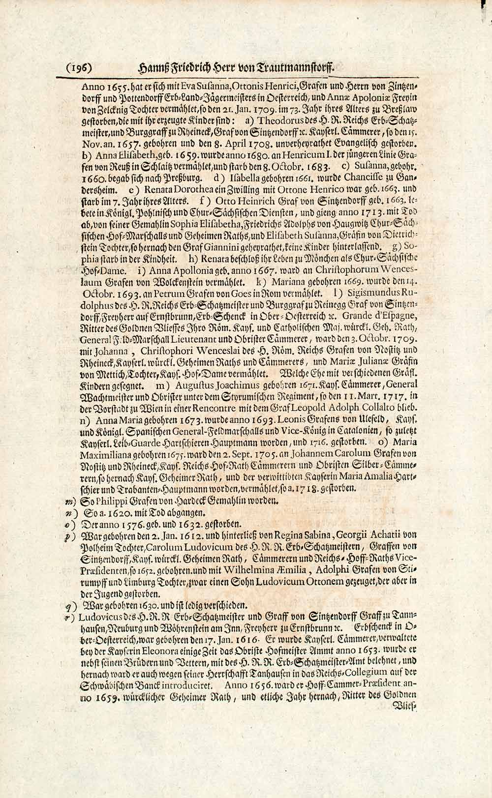 1722 Copper Engraving Portrait Hans Friedrich Herr Zu Trautmansdorff Armor EUM4