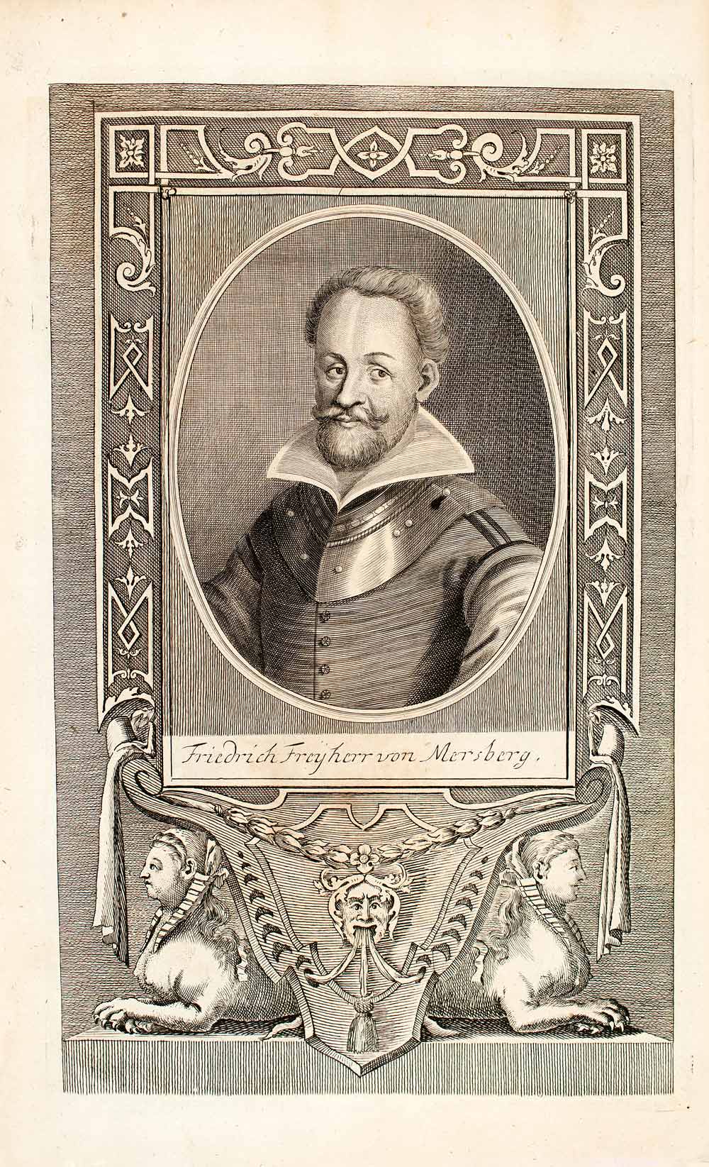 1722 Copper Engraving Portrait Friedrich Freiherr Von Mersberg European EUM4