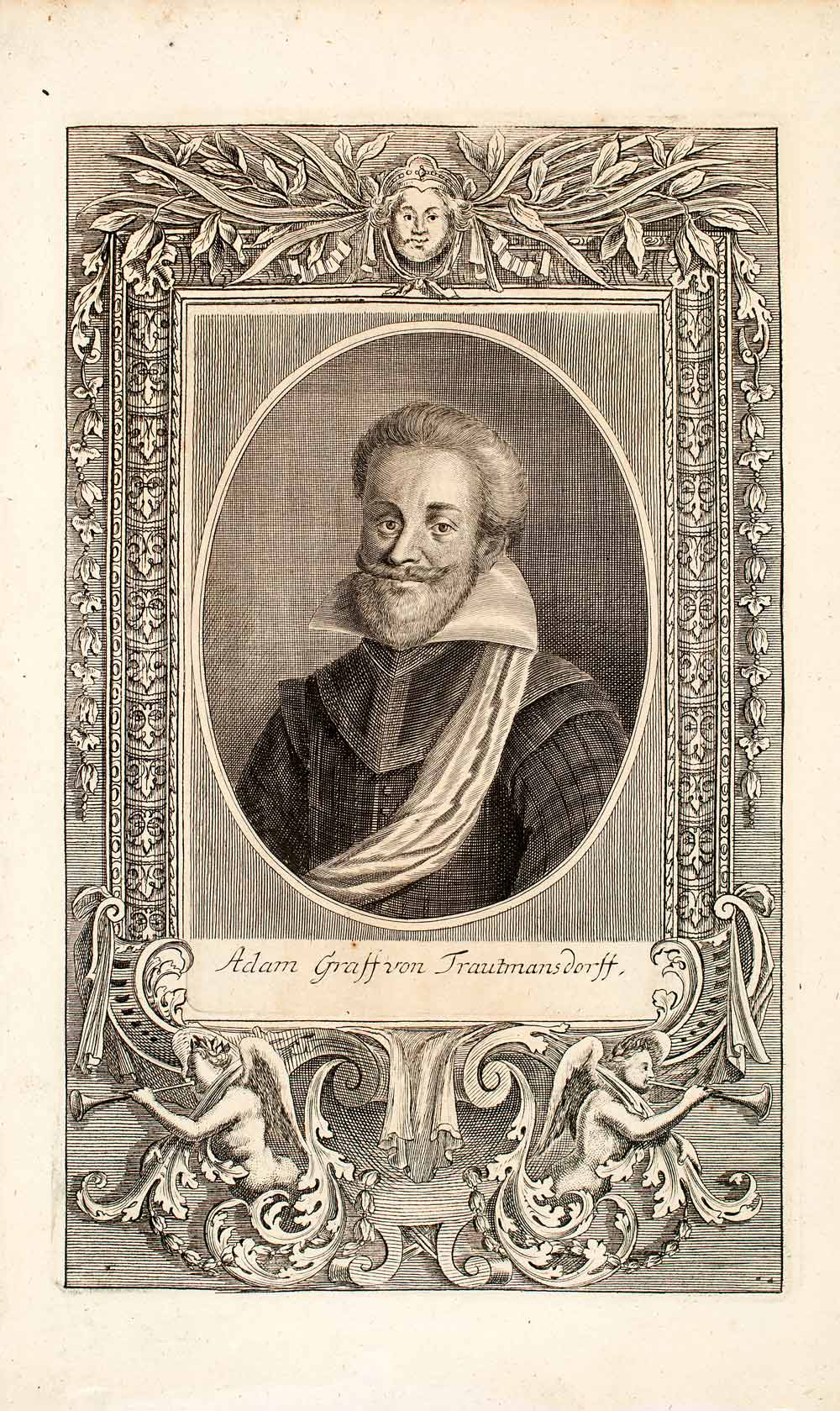 1722 Copper Engraving Portrait Adam Graf Von Trautmansdorff European EUM4