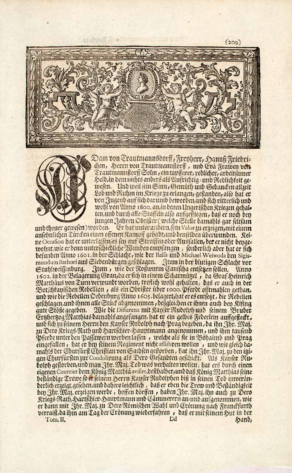 1722 Copper Engraving Portrait Adam Graf Von Trautmansdorff European EUM4