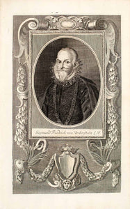 1722 Copper Engraving Portrait Siegmund Friedrich Von Herberstien L.H EUM4