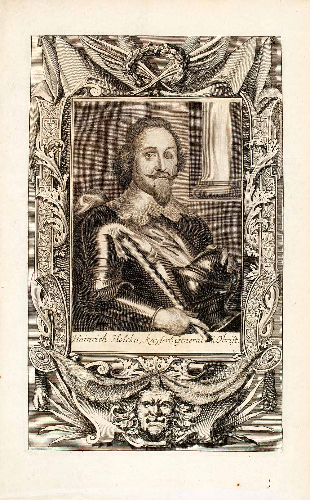 1722 Copper Engraving Portrait Hainrich Holcka Heinrich Graf Von Holcke EUM5