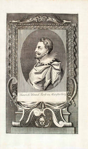 1722 Copper Engraving Portrait Heinrich Wenzel Furst Von Munsterberg Prince EUM5