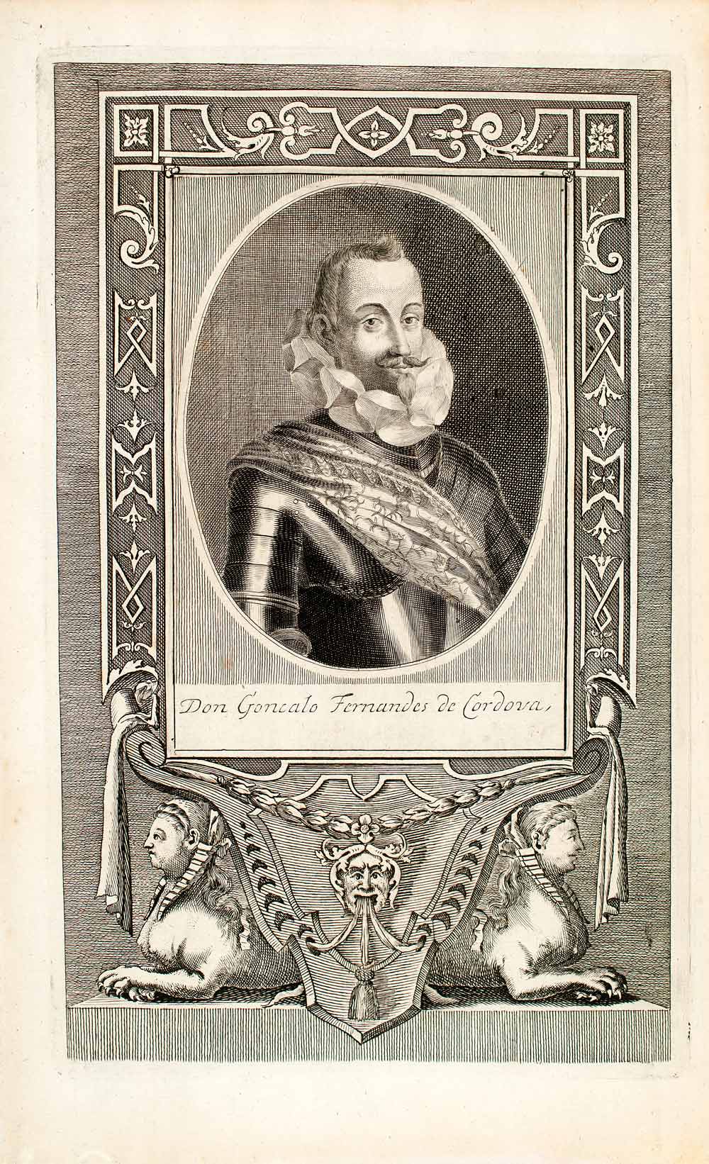1722 Copper Engraving Portrait Don Goncalo Fernandes Cordova Gonzalo EUM5