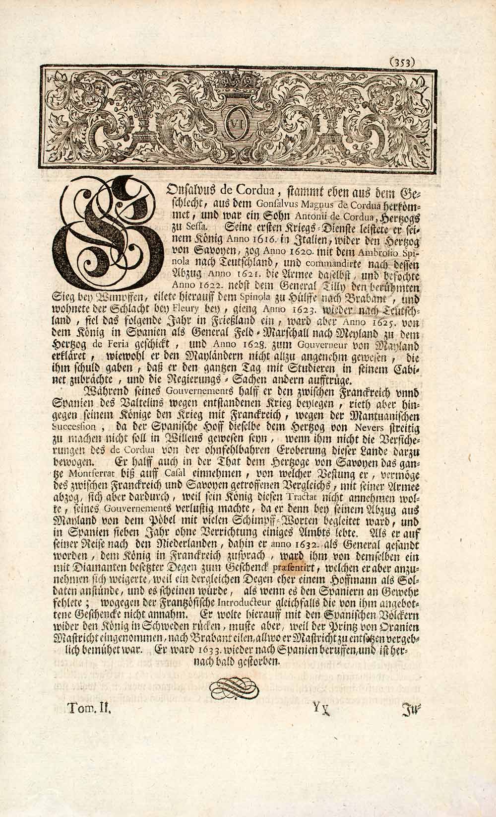 1722 Copper Engraving Portrait Don Goncalo Fernandes Cordova Gonzalo EUM5