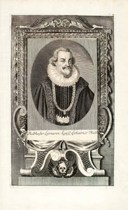 1722 Copper Engraving Portrait Balthasar Leimann Kayserl Gehaimer Rath EUM5