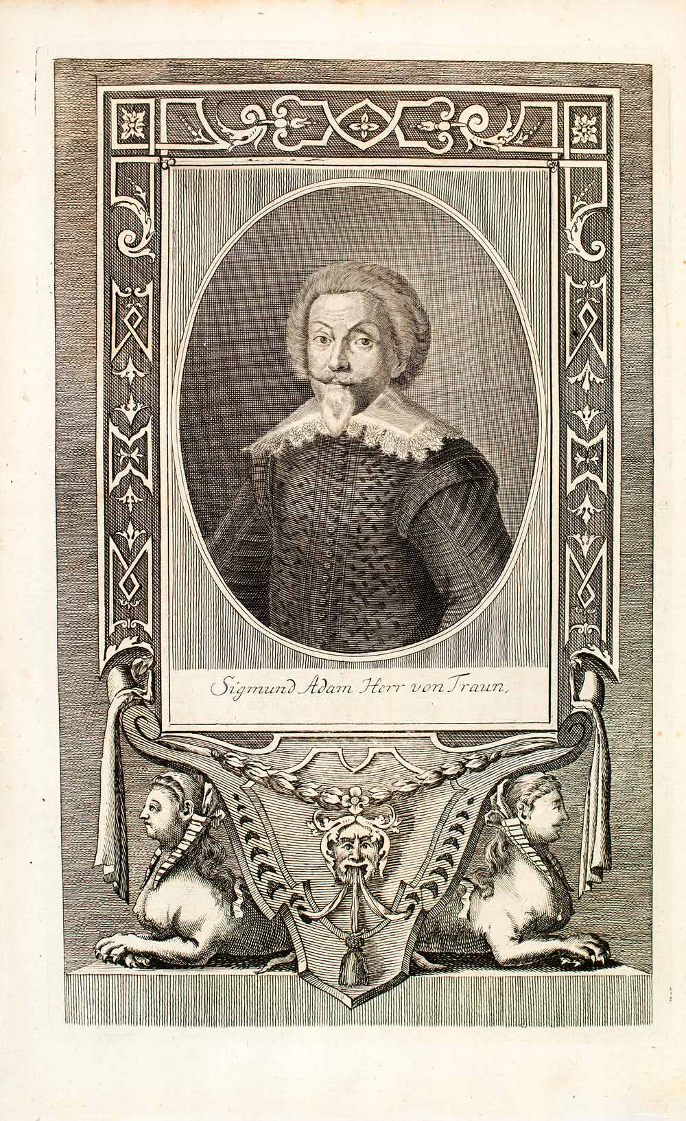 1722 Copper Engraving Portrait Sigmund Adam Herr Von Traun Holy Roman EUM5