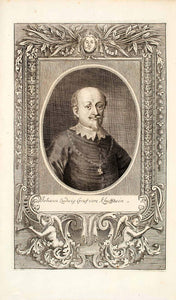 1722 Copper Engraving Portrait Johann Hans Ludwig Graf Von Kuefstein EUM5