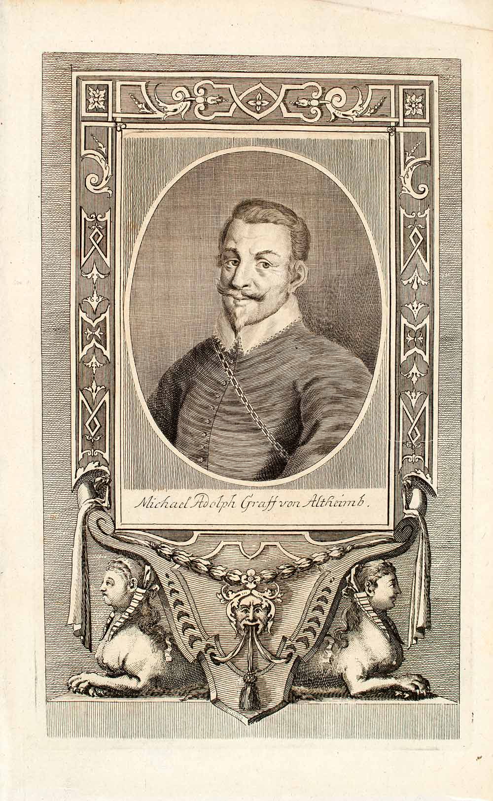 1722 Copper Engraving Portrait Michael Adolph Graff Altheimb Adolf Gra ...