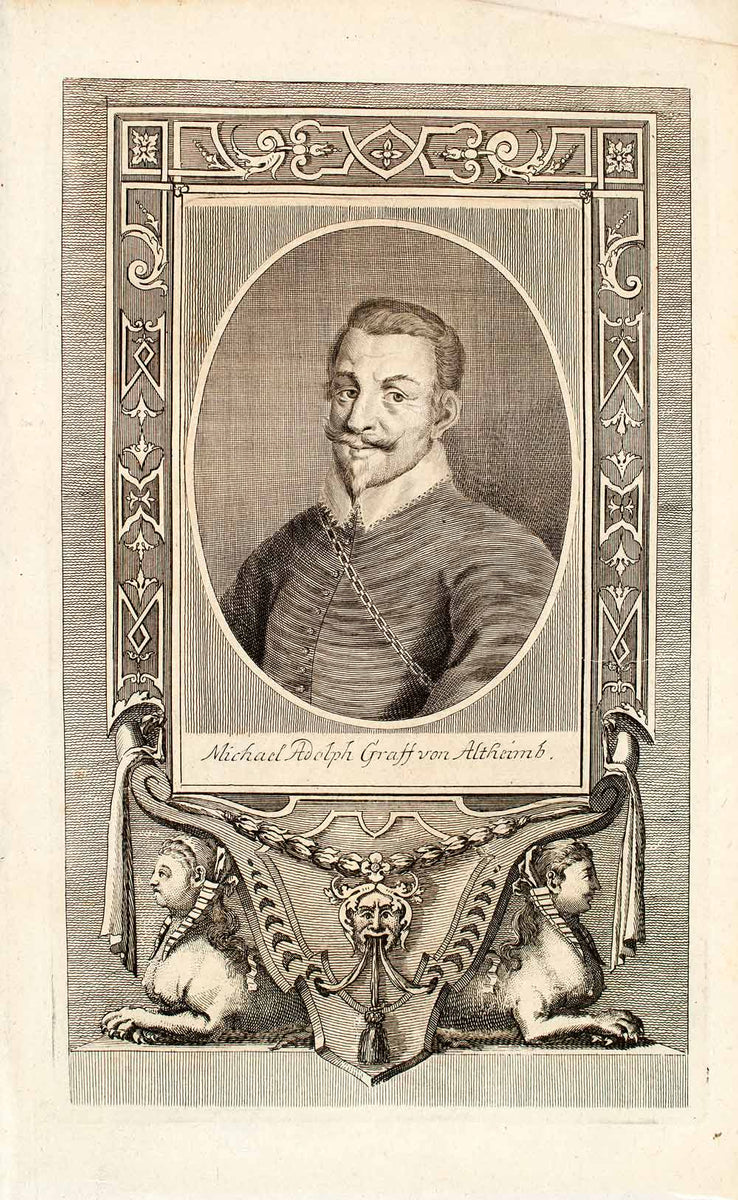 1722 Copper Engraving Portrait Michael Adolph Graff Altheimb Adolf Gra ...