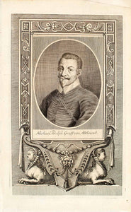 1722 Copper Engraving Portrait Michael Adolph Graff Altheimb Adolf Graf EUM5