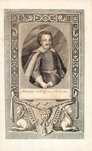 1722 Copper Engraving Portrait Antonius Freiherr Von Rabatta Antony Baron EUM5